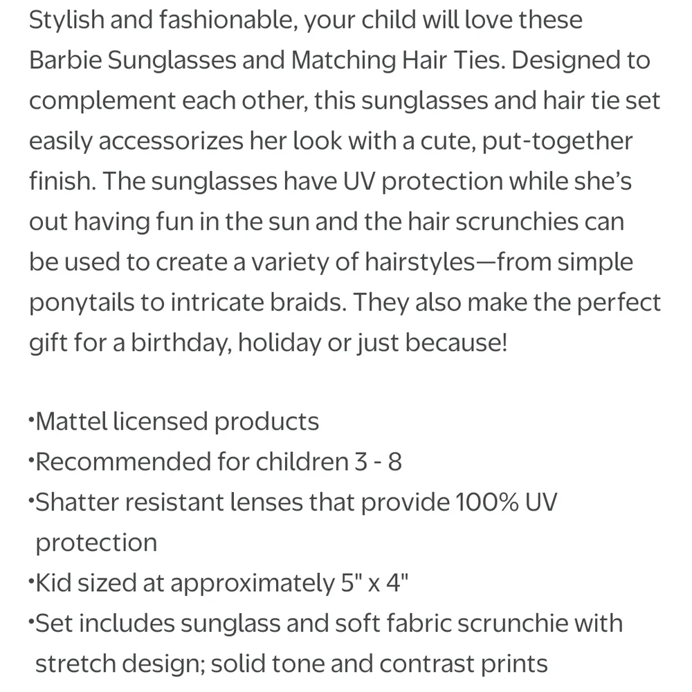 Barbie Stylish Pink Sunglasses & Scrunchies Set